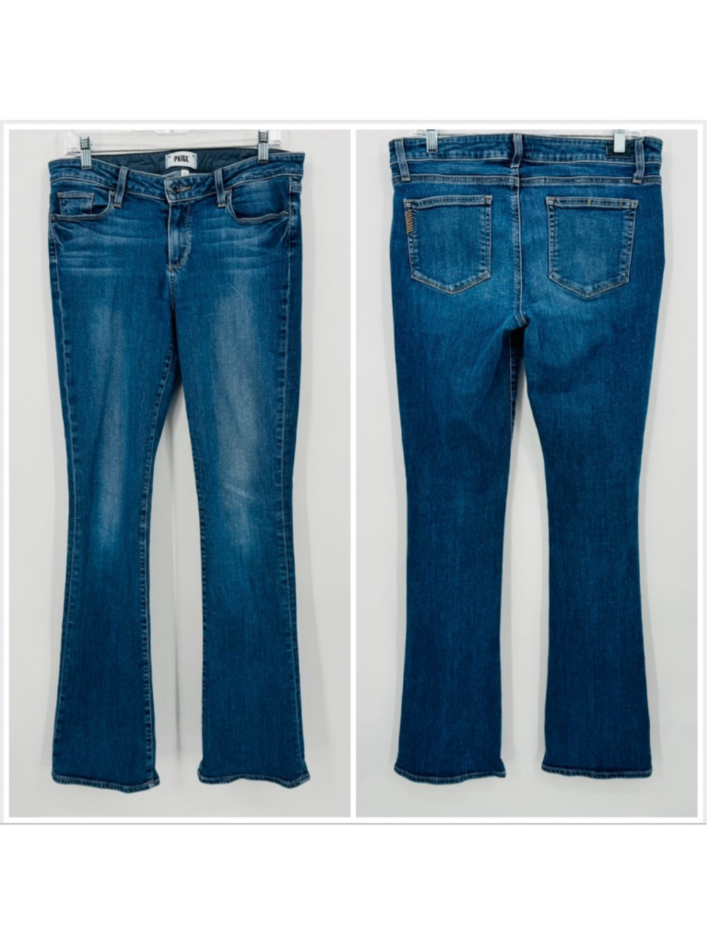 Paige Manhattan Boot Cut Jeans Size 32 Tall Lane Wash Medium Blue